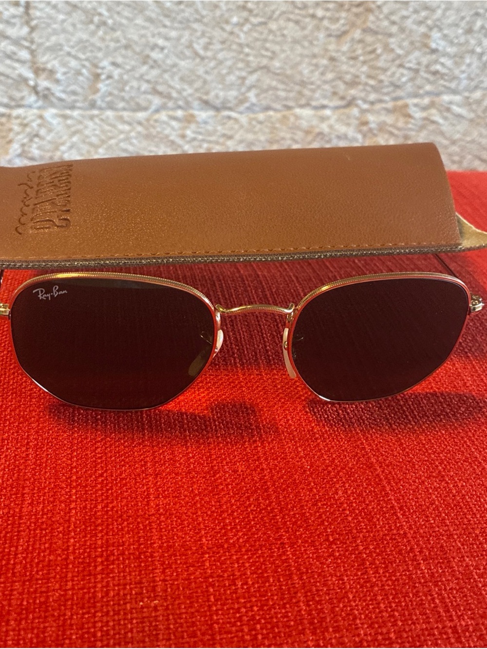 Ray-Ban Hexagonal Flat Gold/Green Polarized Sunglasses RB3548N 001/58 54-21 145